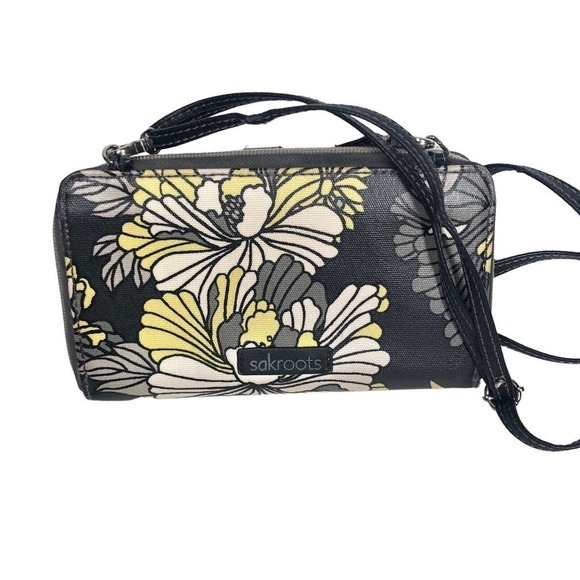 Sakroots Wallet Womens Black Yellow Multifunctional Zip Around Crossbody Purse - Picture 5 of 12
